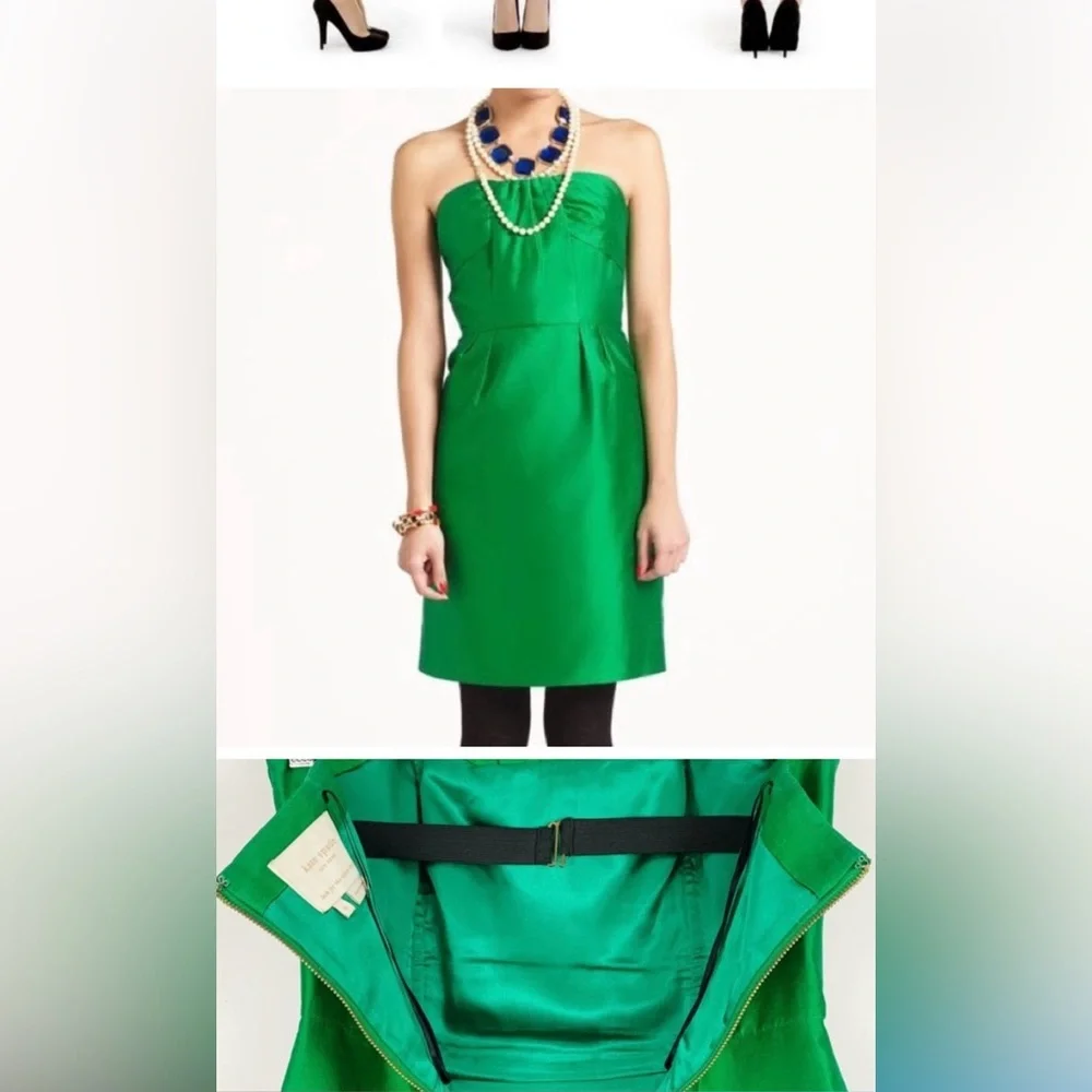 Kate Spade Darcie Strapless Green Cocktail Dress Size 0 Emerald Fit & Flare